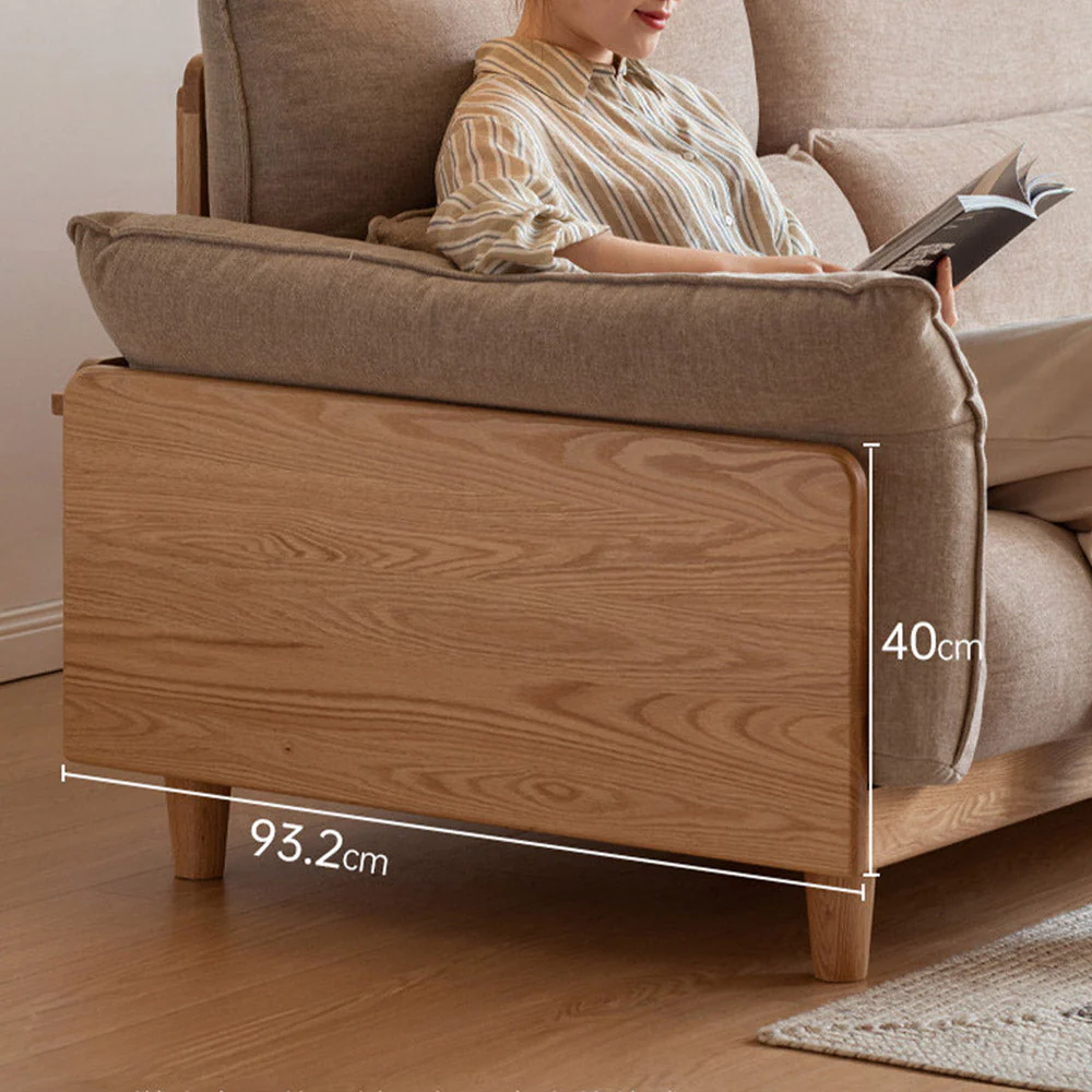 Lipari Natural Solid Oak Chenille Sofa - Image 6