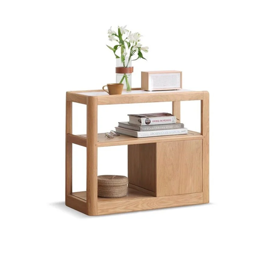 Lisbon Solid Ash Movable Side Table with Ceramic Top - Image 6