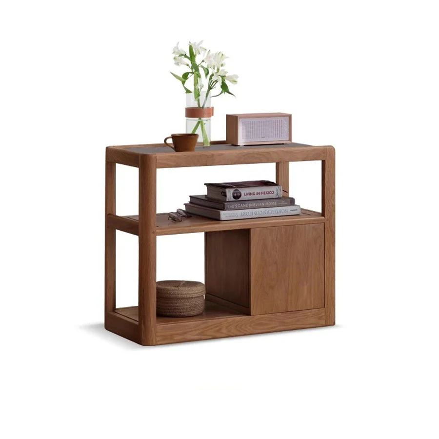 Lisbon Solid Ash Movable Side Table with Ceramic Top - Image 7