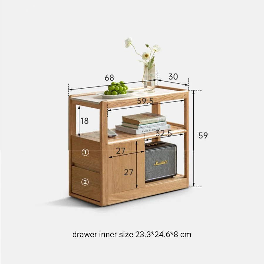 Lisbon Solid Ash Movable Side Table with Ceramic Top - Image 8