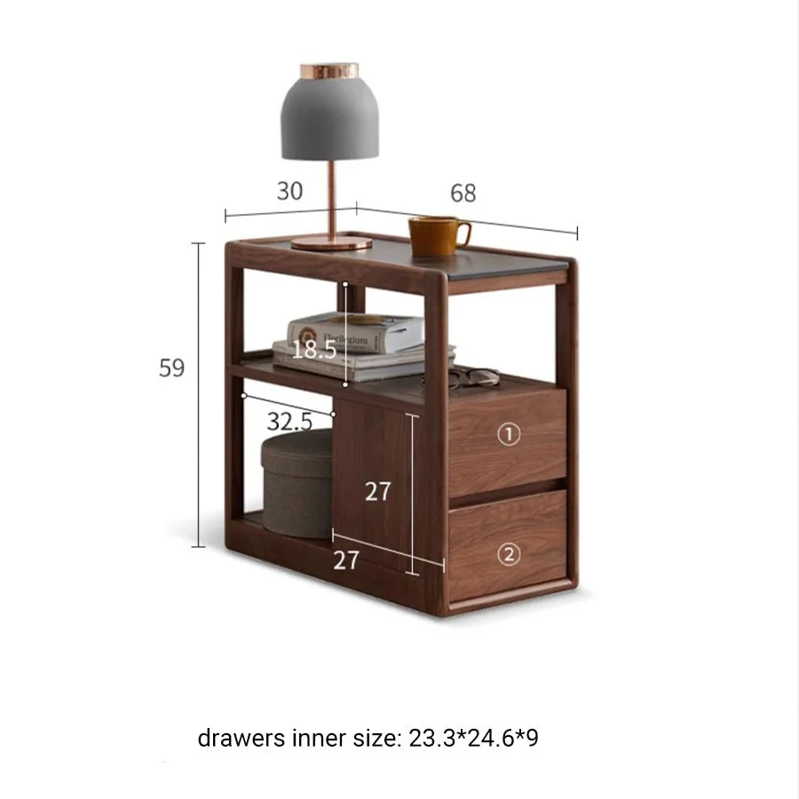 Lisbon Solid Walnut Movable Side Table with Ceramic Top - Image 10