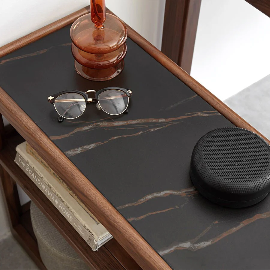 Lisbon Solid Walnut Movable Side Table with Ceramic Top - Image 3