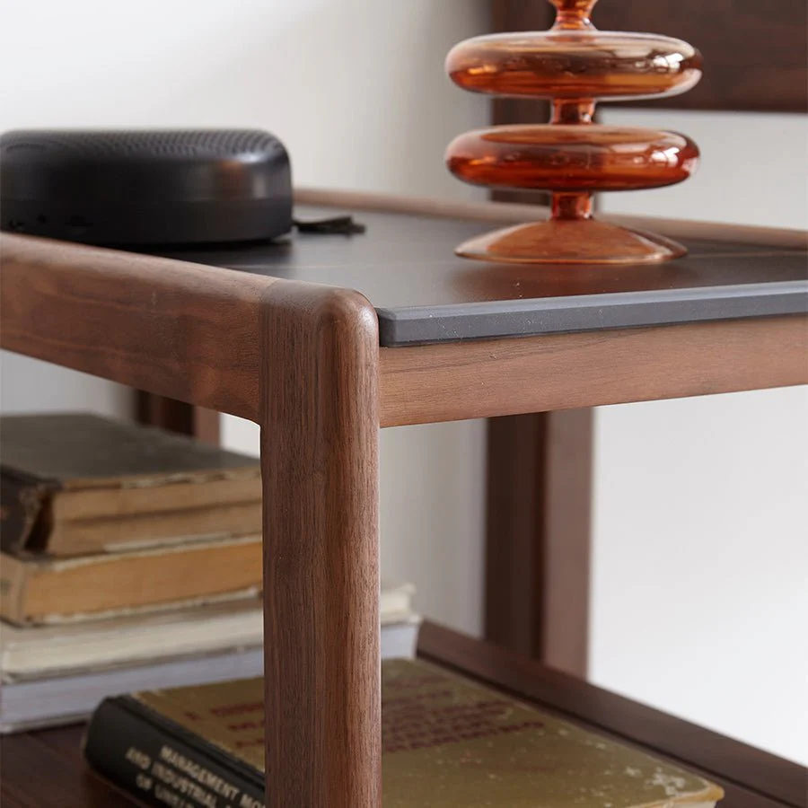 Lisbon Solid Walnut Movable Side Table with Ceramic Top - Image 4