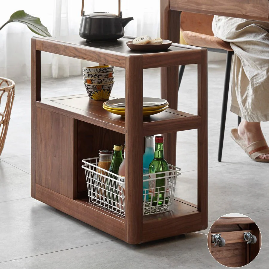 Lisbon Solid Walnut Movable Side Table with Ceramic Top - Image 7