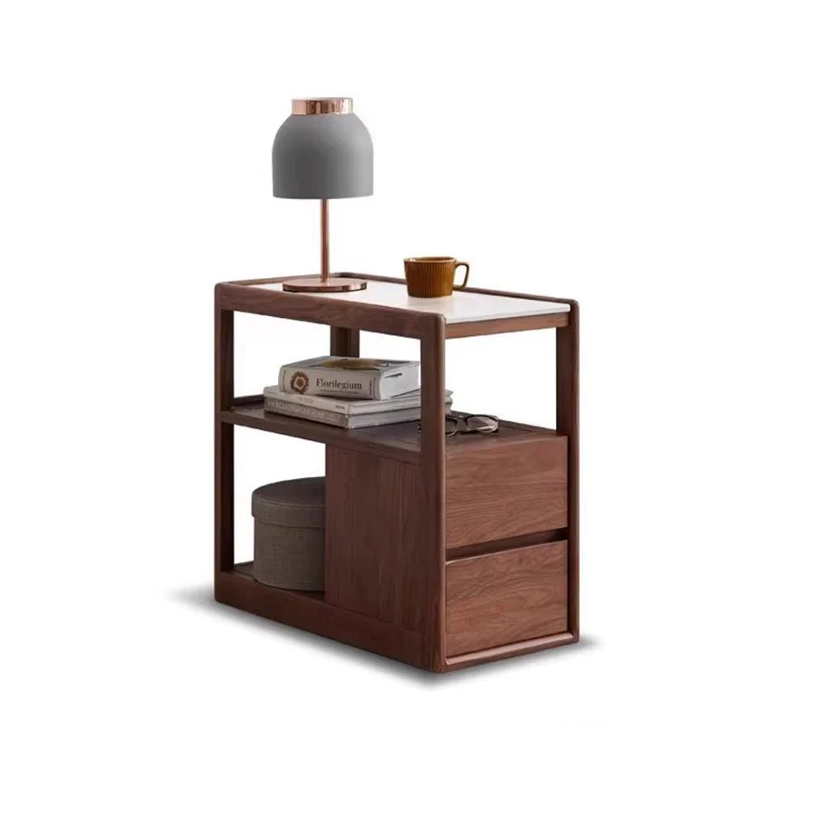 Lisbon Solid Walnut Movable Side Table with Ceramic Top - Image 8
