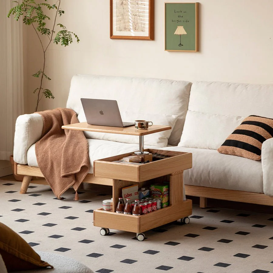 Liverpool Solid Oak Height Adjustable Side Table