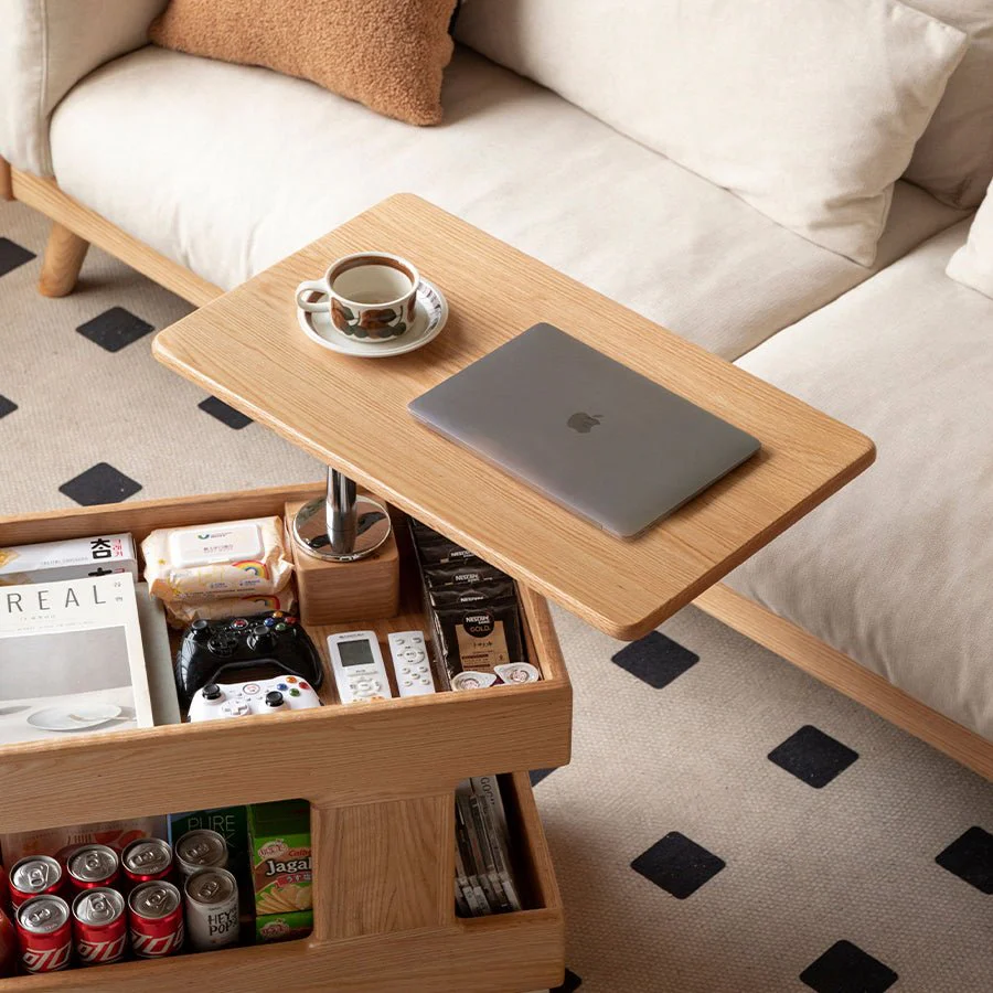 Liverpool Solid Oak Height Adjustable Side Table - Image 6