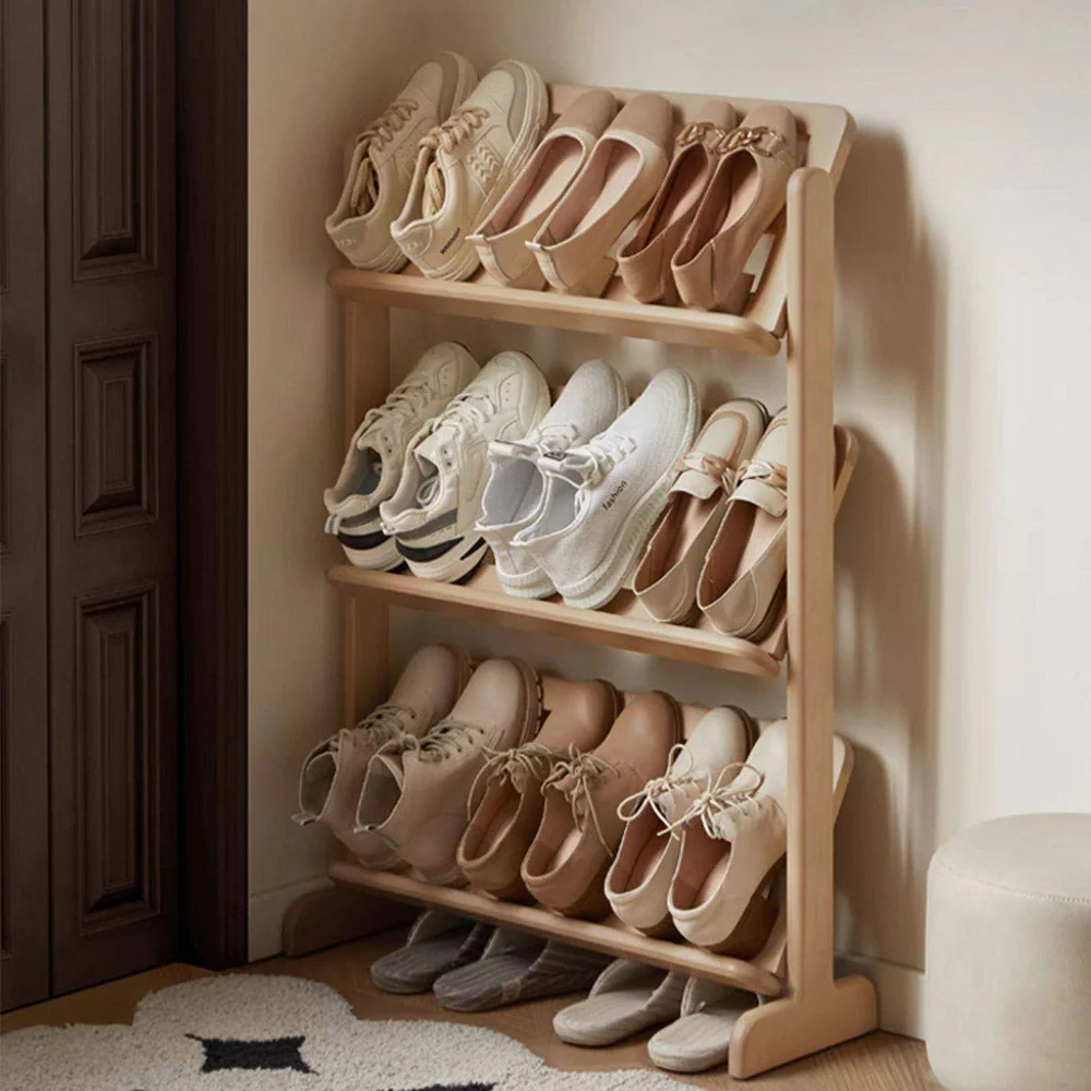 Lodine Natural Solid Beech Shoe Shelf