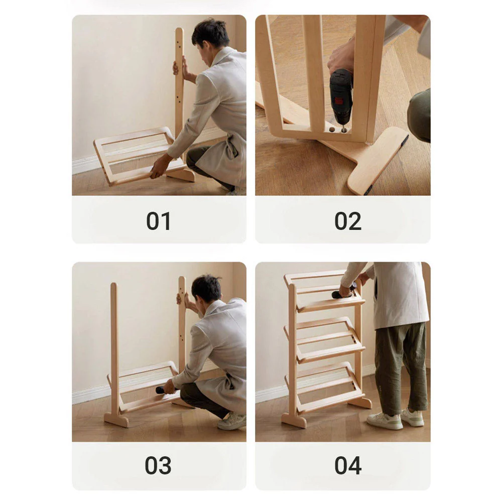 Lodine Natural Solid Beech Shoe Shelf - Image 9