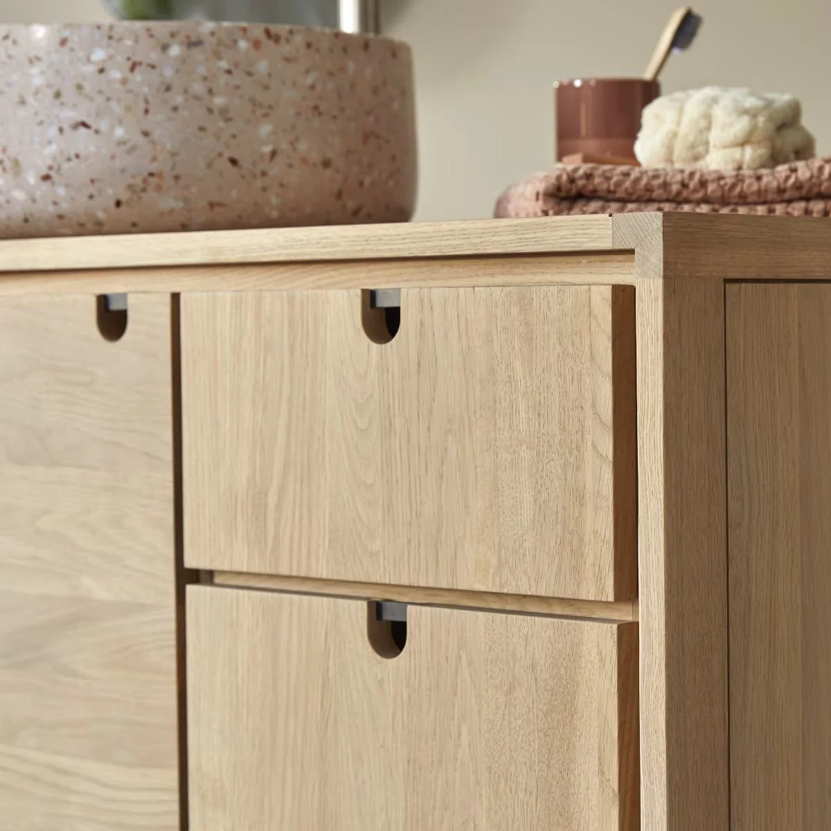 Lorris Natural Solid Oak Single Basin Vanity Unit - Image 4
