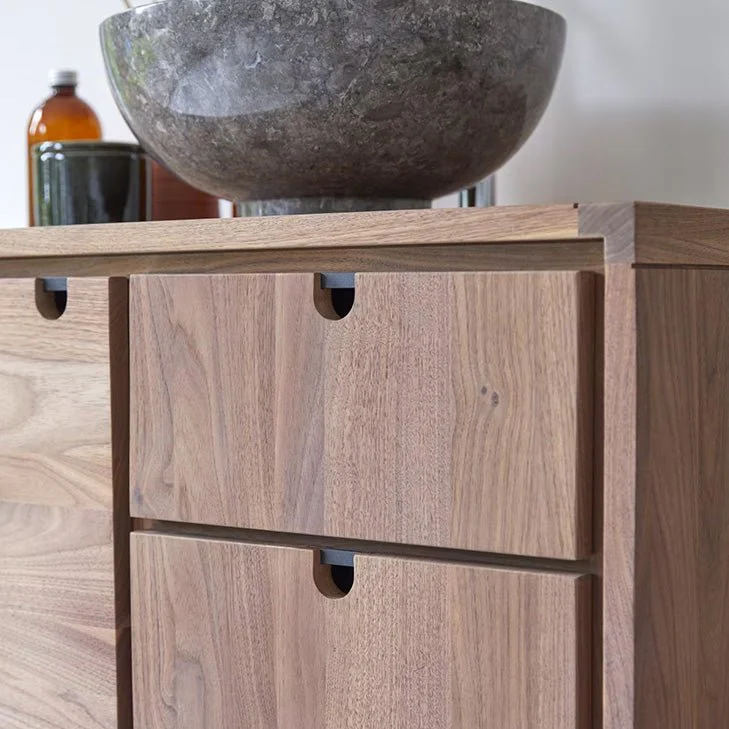 Lorris Natural Solid Walnut Single Basin Vanity Unit - Image 3