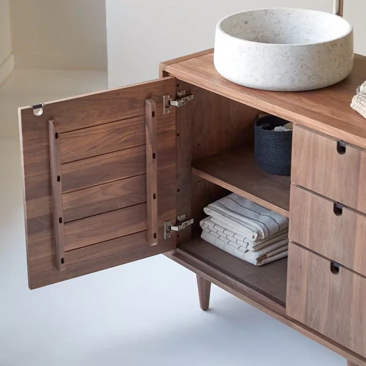 Lorris Natural Solid Walnut Single Basin Vanity Unit - Image 6