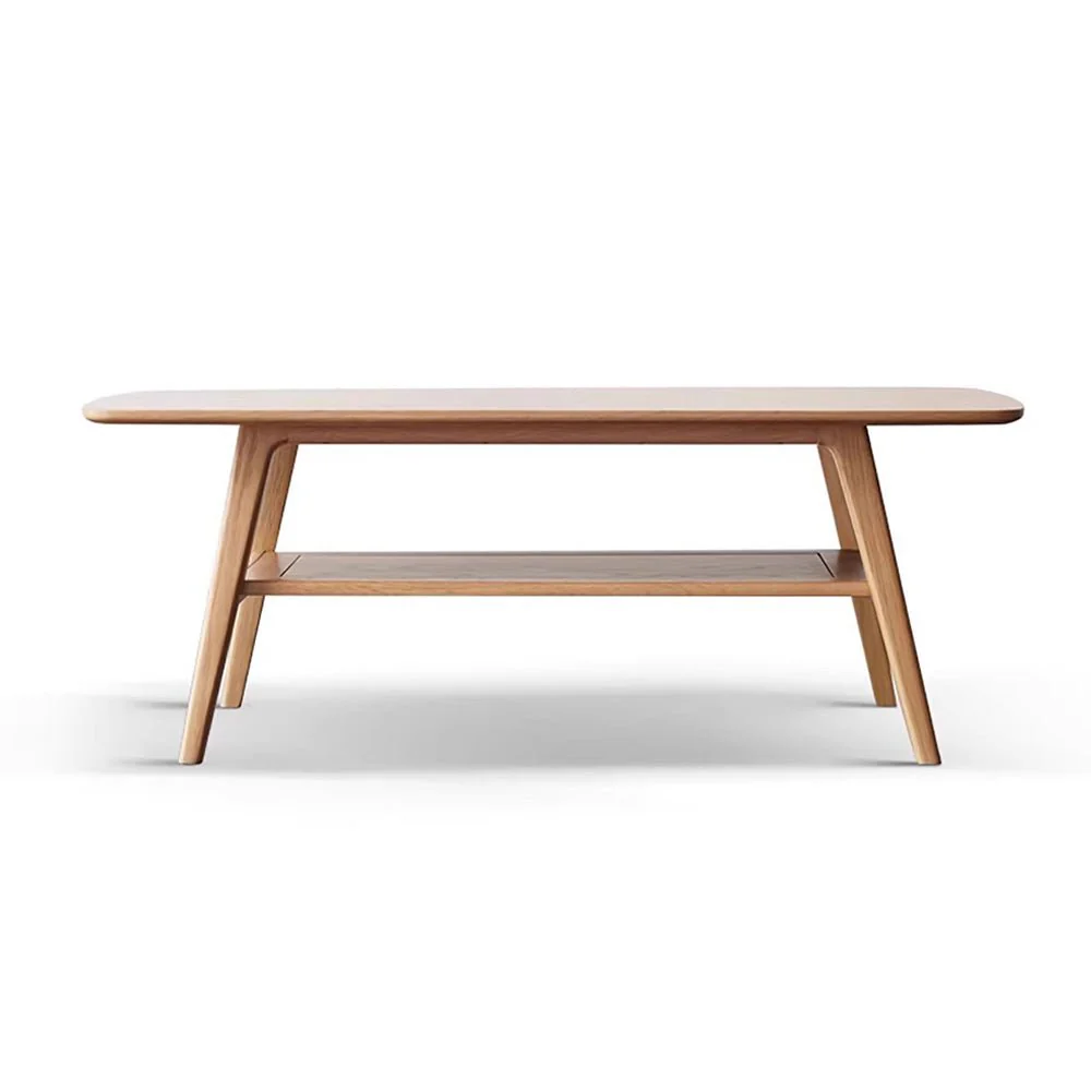 Lubin Natural Solid Oak Coffee Table with Shelf - Image 10