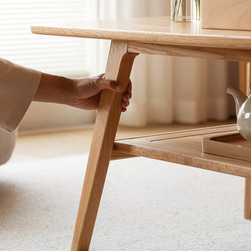 Lubin Natural Solid Oak Coffee Table with Shelf - Image 5