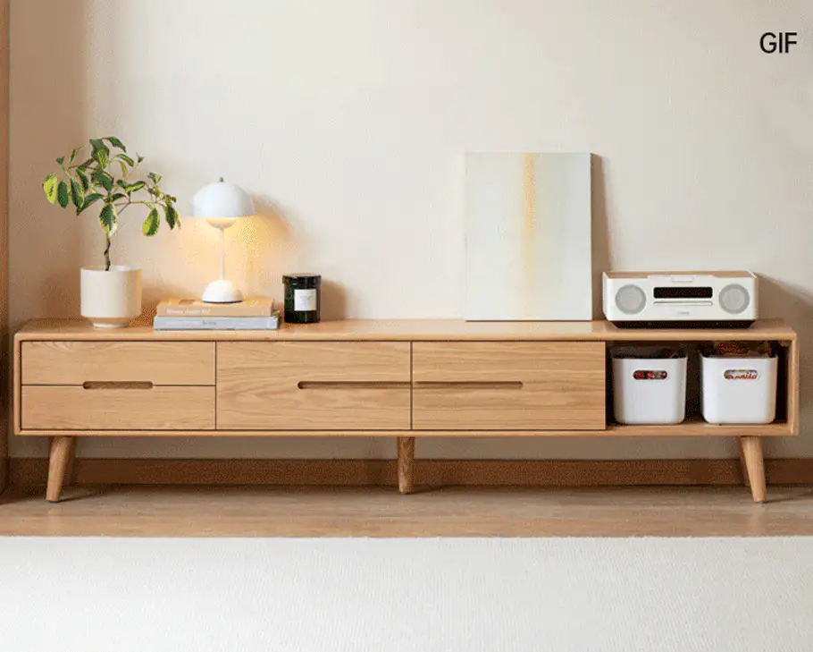 Malmo Natural Solid Oak Entertainment Unit Design Two - Image 3
