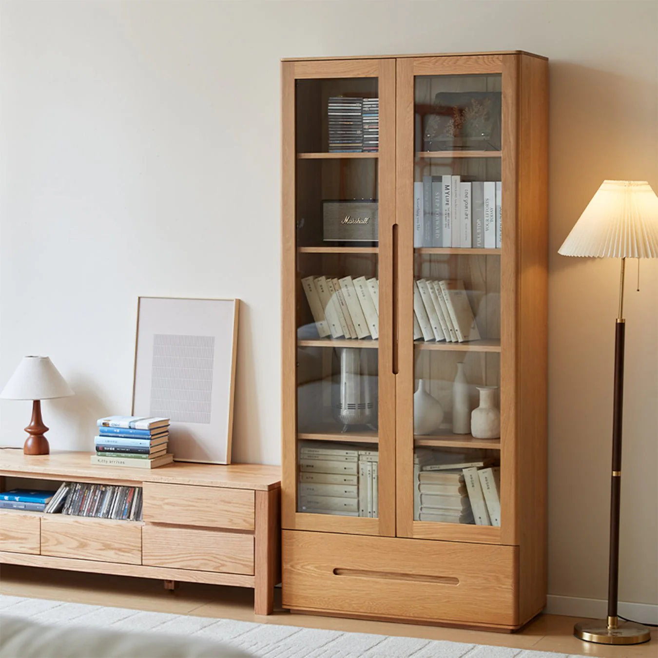 Manchester Natural Solid Oak Display Bookcase Cabinet - Image 3