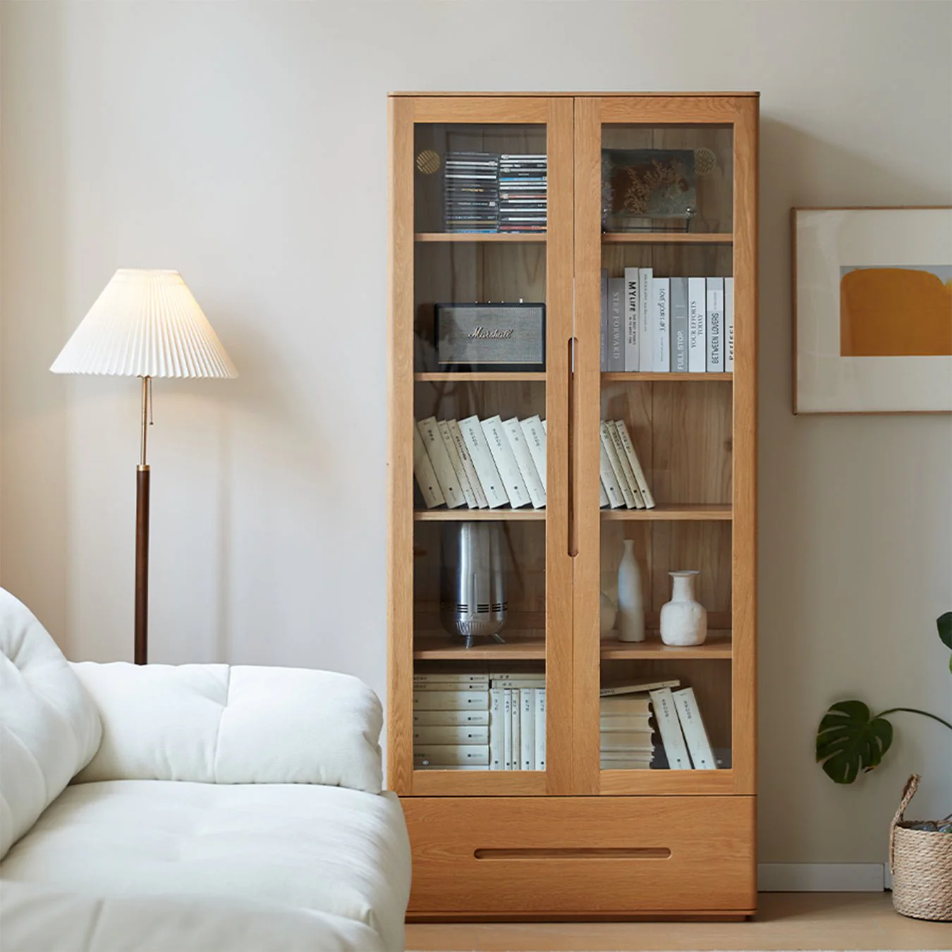 Manchester Natural Solid Oak Display Bookcase Cabinet - Image 4