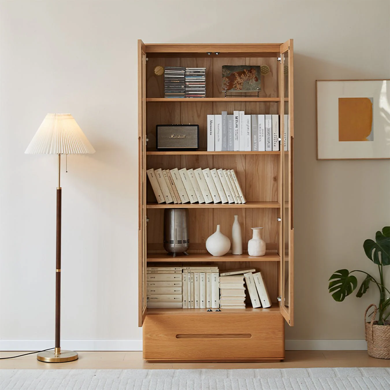 Manchester Natural Solid Oak Display Bookcase Cabinet - Image 5