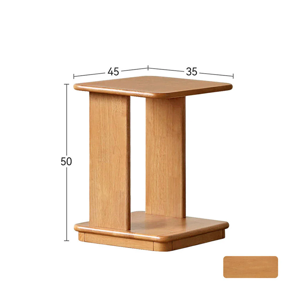 Mantinos Solid Rubber Wood C-Shape Side Table with Caster Wheels - Image 12