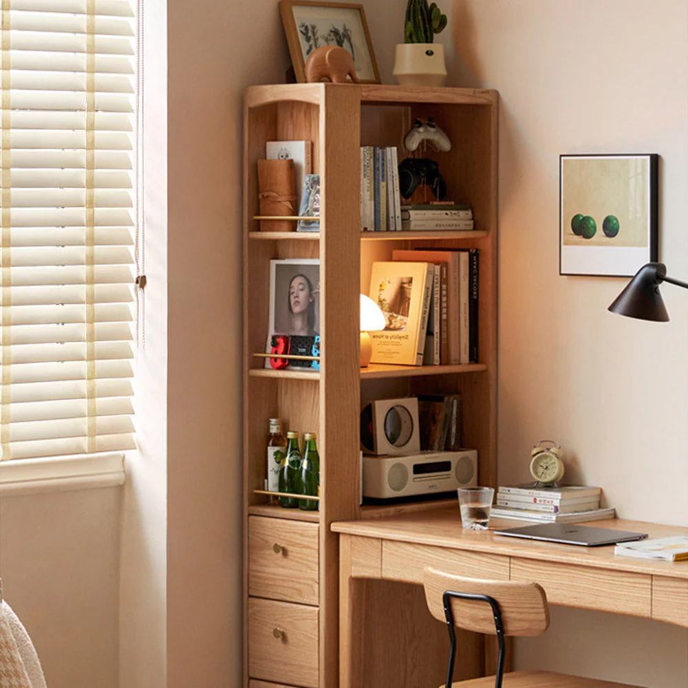 Marradi Natural Solid Oak Slim Bookcase - Image 3