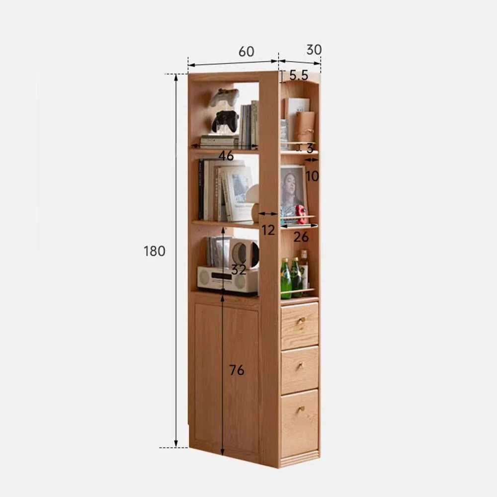 Marradi Natural Solid Oak Slim Bookcase - Image 9
