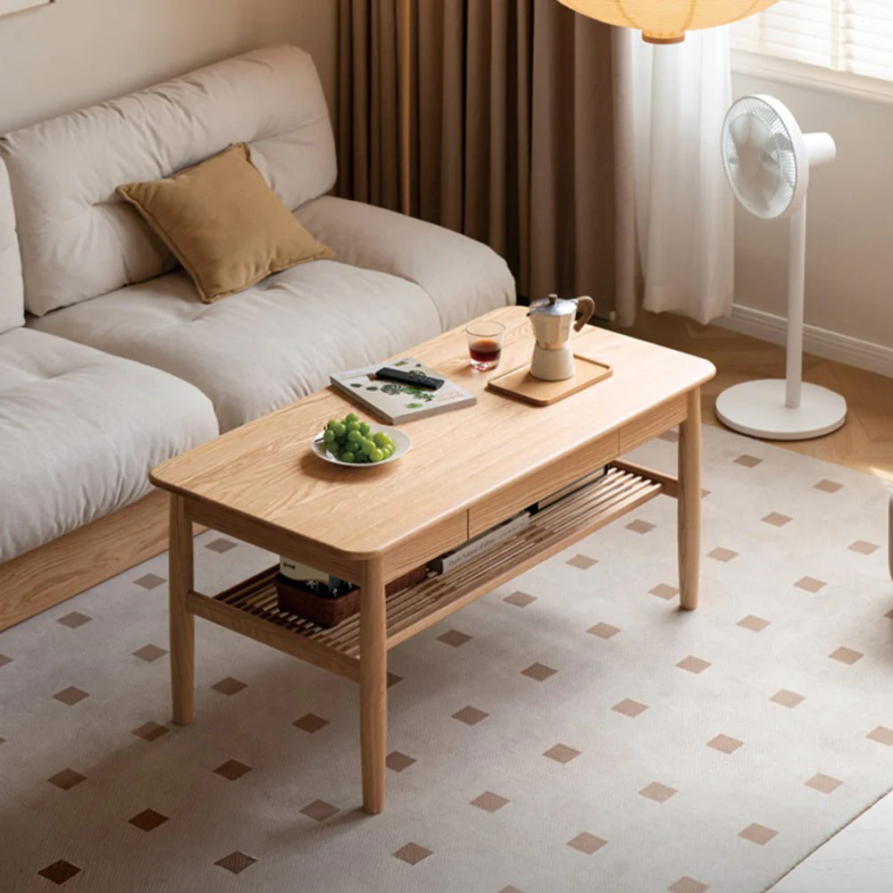 Mayen Natural Solid Oak Tall Coffee Table - Image 3