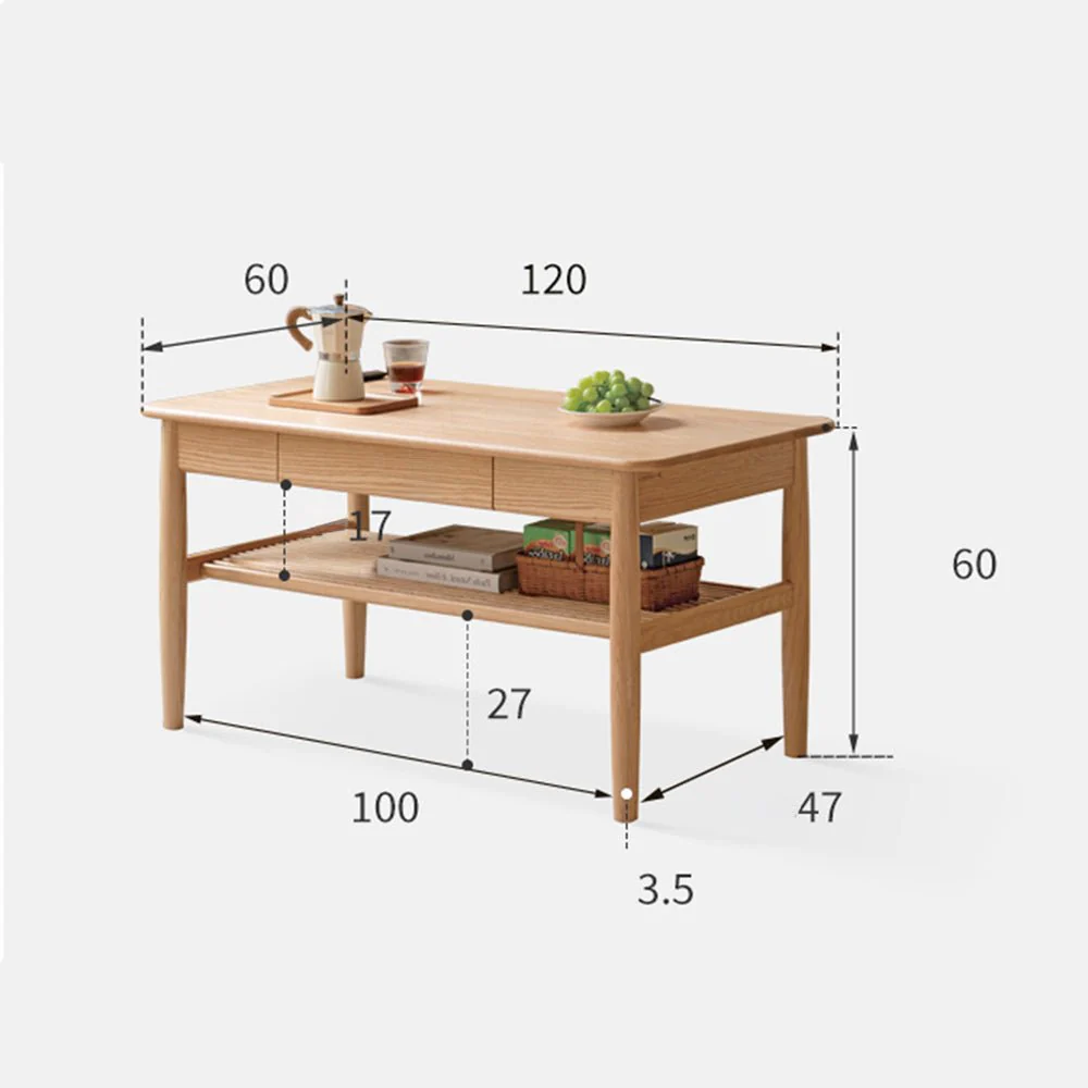 Mayen Natural Solid Oak Tall Coffee Table - Image 9