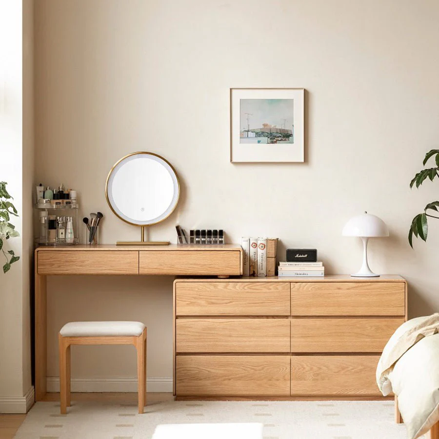 Millbourn Solid Oak Extending Turning Dressing Table with Chest of Drawers - Image 2