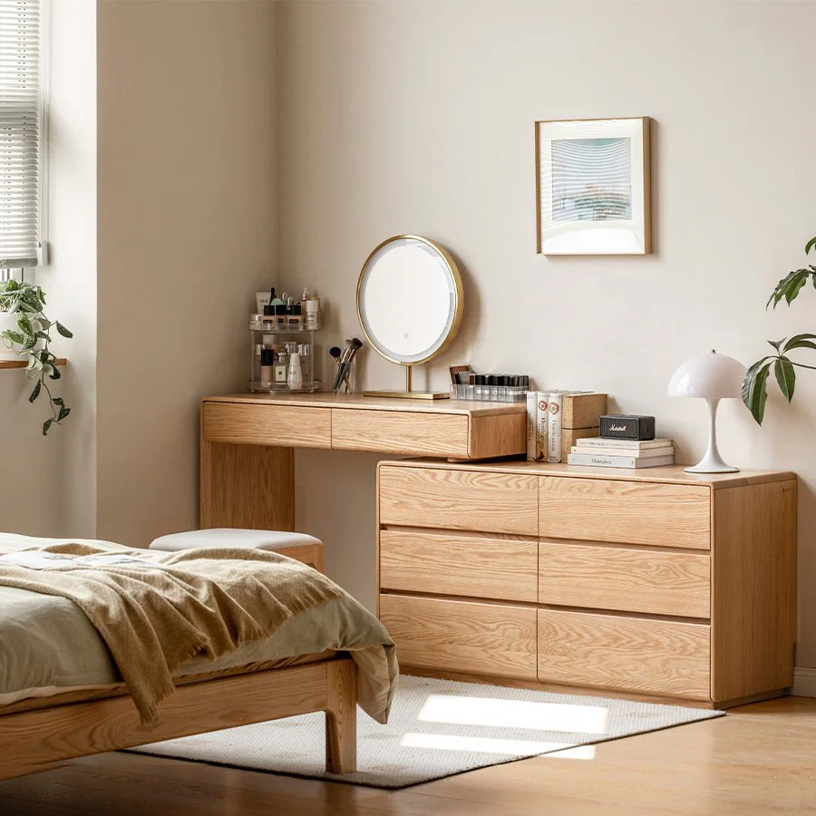 Millbourn Solid Oak Extending Turning Dressing Table with Chest of Drawers - Image 3