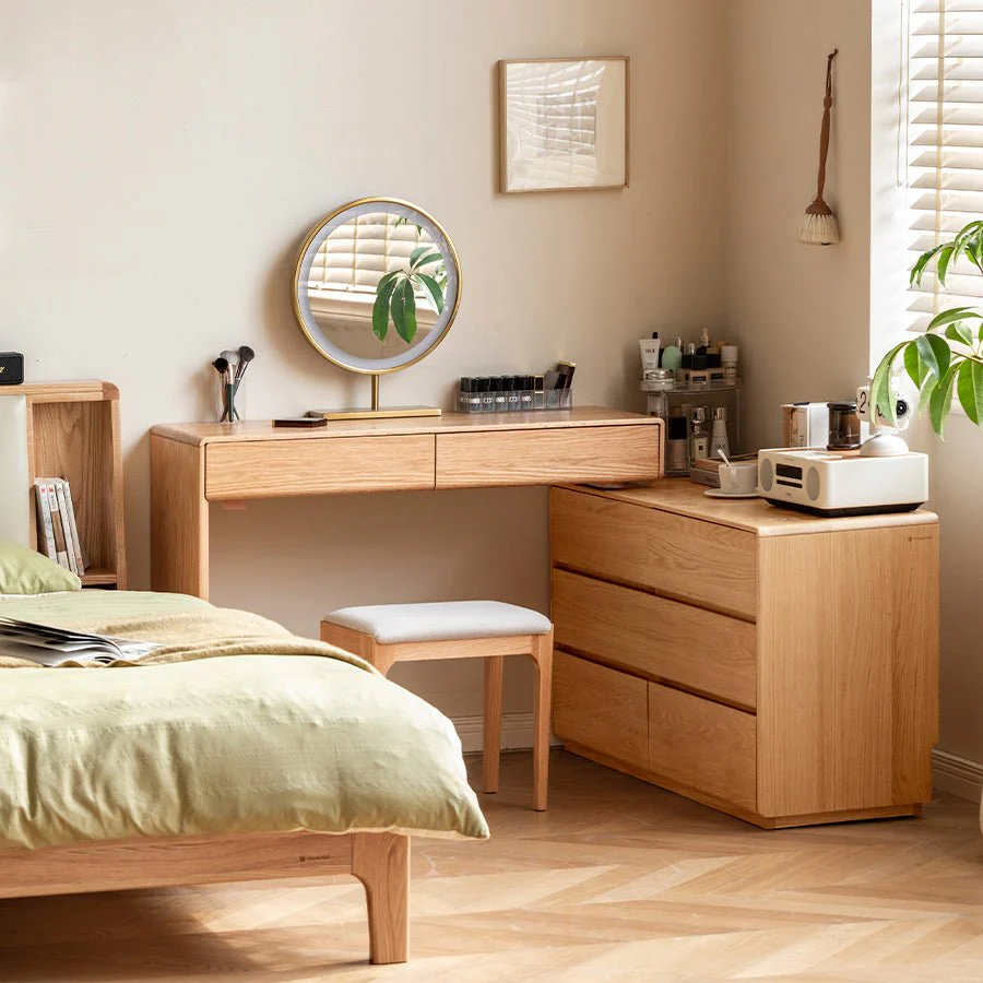 Millbourn Solid Oak Extending Turning Dressing Table with Chest of Drawers - Image 4