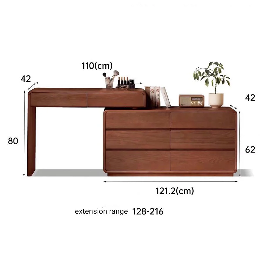 Millburn Solid Ash Extending Turning Dressing Table with Chest of Drawers - Image 10