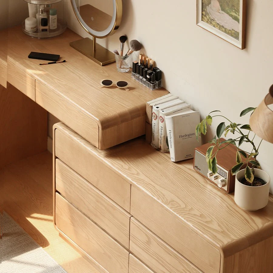 Millburn Solid Ash Extending Turning Dressing Table with Chest of Drawers - Image 5