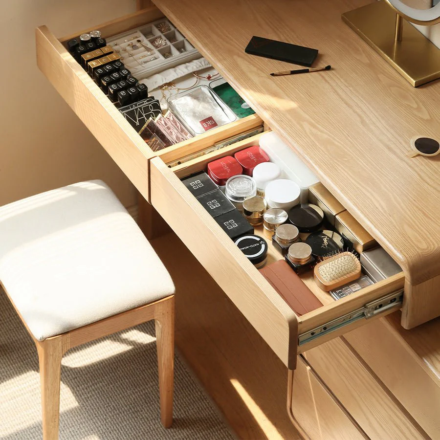 Millburn Solid Ash Extending Turning Dressing Table with Chest of Drawers - Image 6