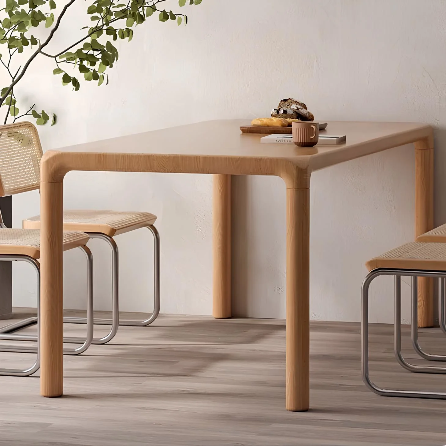 Ming Natural Solid Ash Large Dining Table - Image 2
