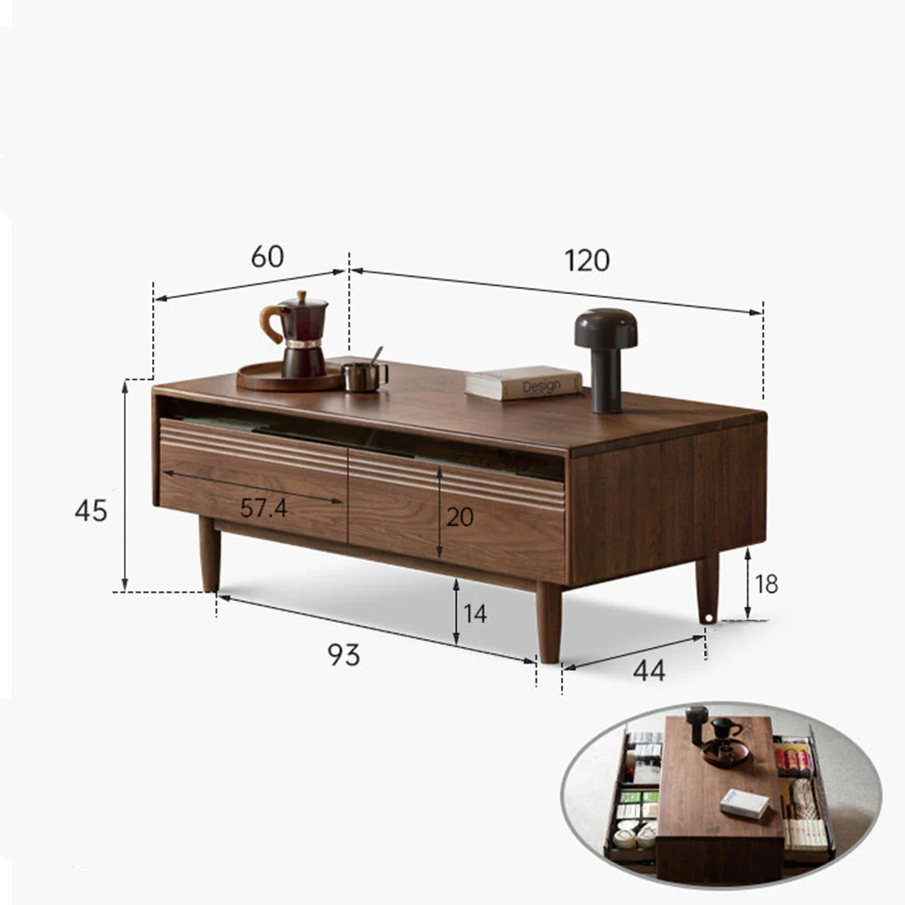 Modena Natural Solid Walnut Coffee Table - Image 10