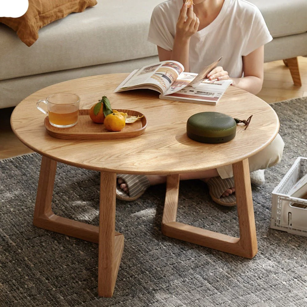 Moissac Natural Solid Oak Round Coffee Table - Image 4