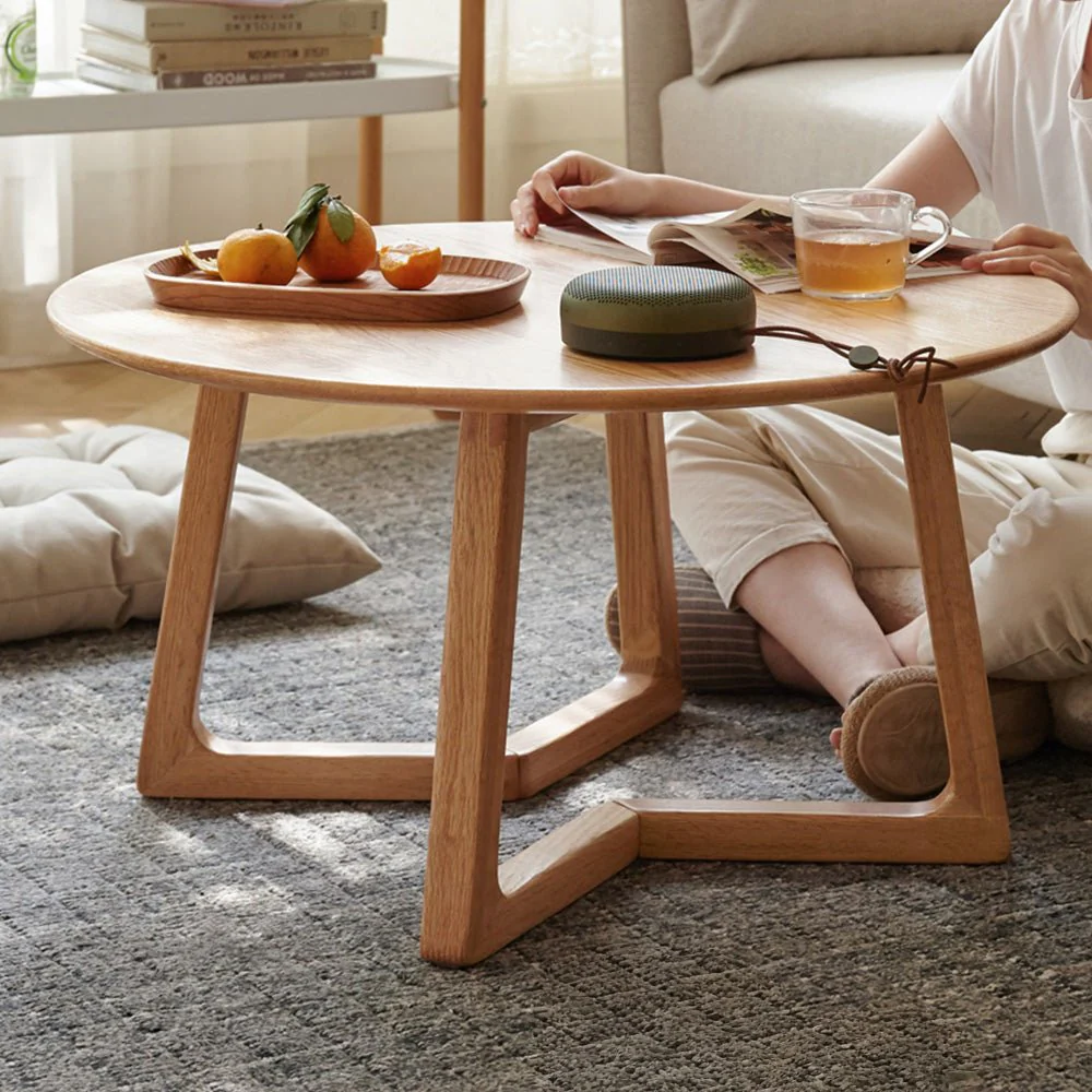 Moissac Natural Solid Oak Round Coffee Table - Image 5