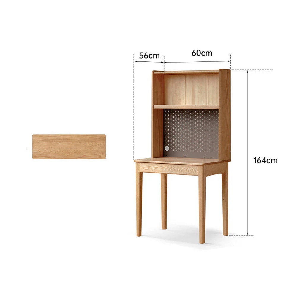 Monte Natural Solid Oak Desk with Hutch - Image 10