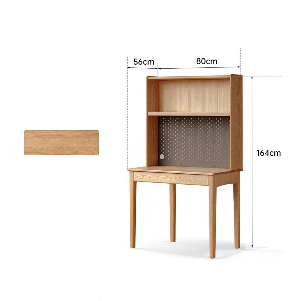 Monte Natural Solid Oak Desk with Hutch - Image 11