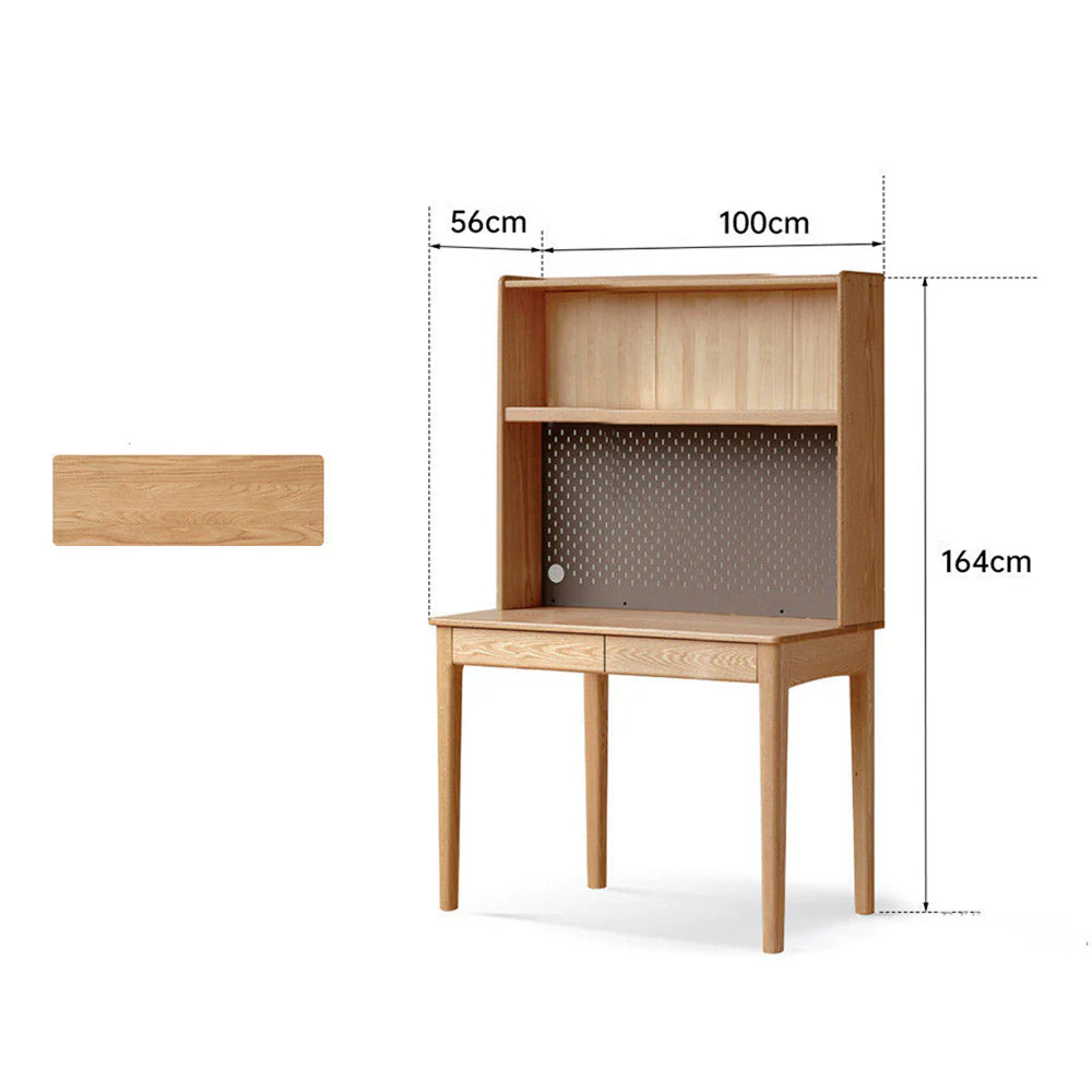 Monte Natural Solid Oak Desk with Hutch - Image 12