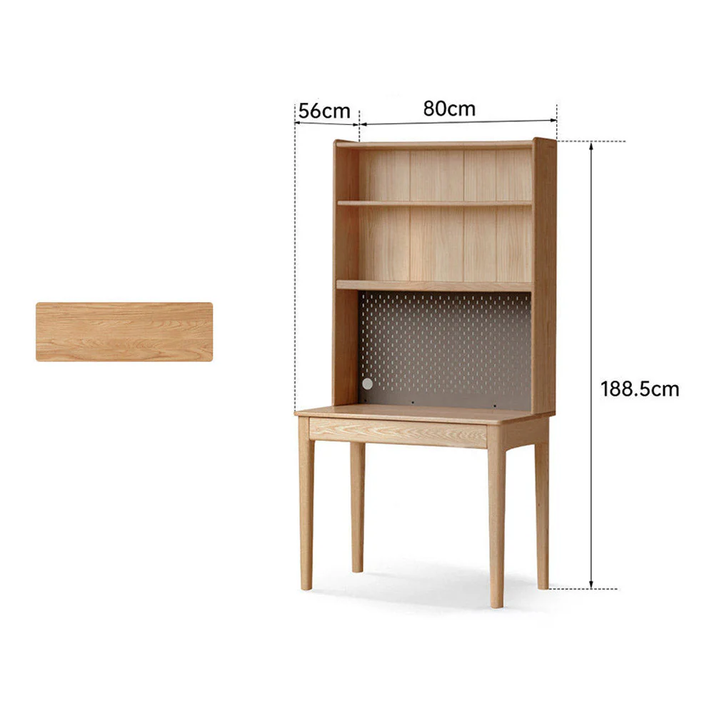 Monte Natural Solid Oak Desk with Hutch - Image 14