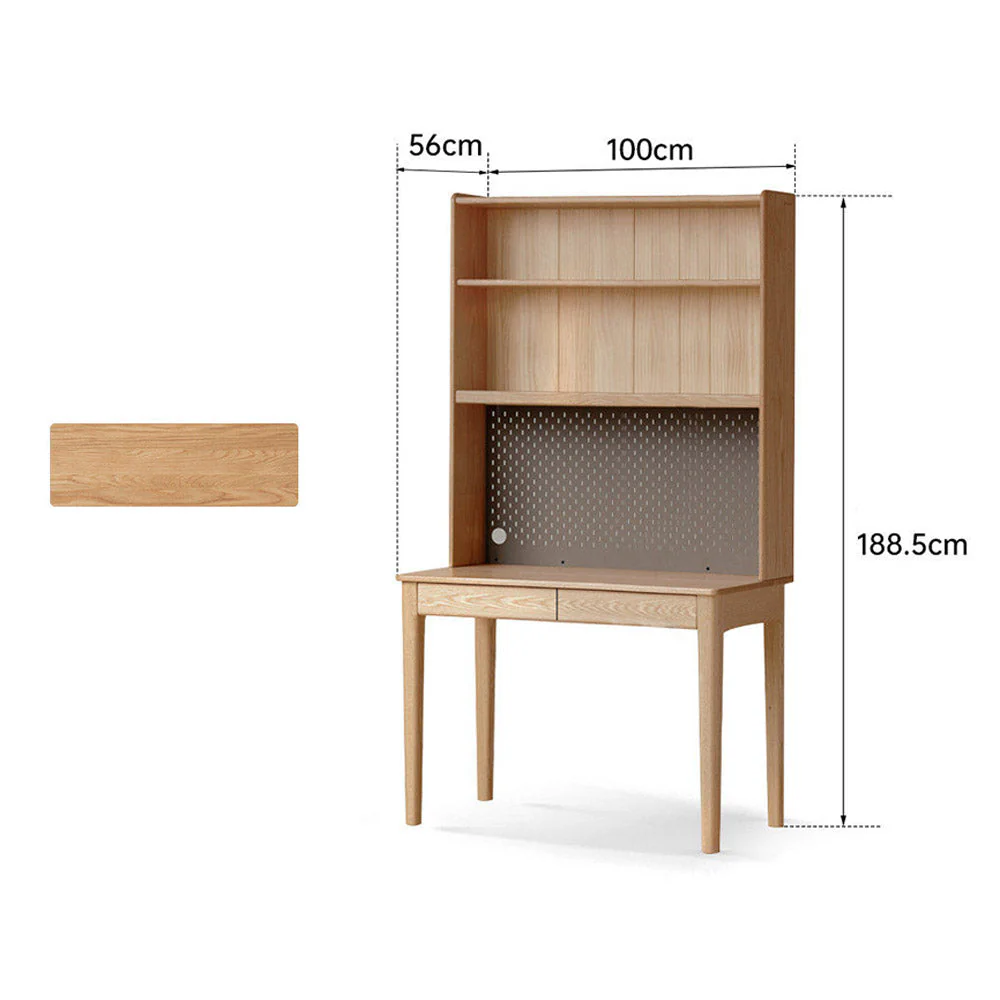 Monte Natural Solid Oak Desk with Hutch - Image 15