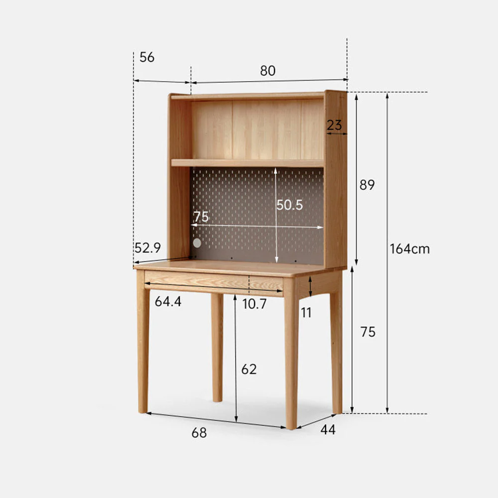 Monte Natural Solid Oak Desk with Hutch - Image 16