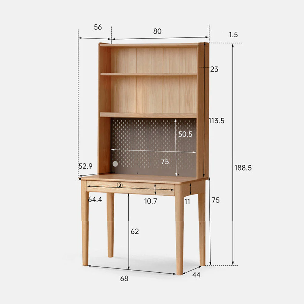 Monte Natural Solid Oak Desk with Hutch - Image 17