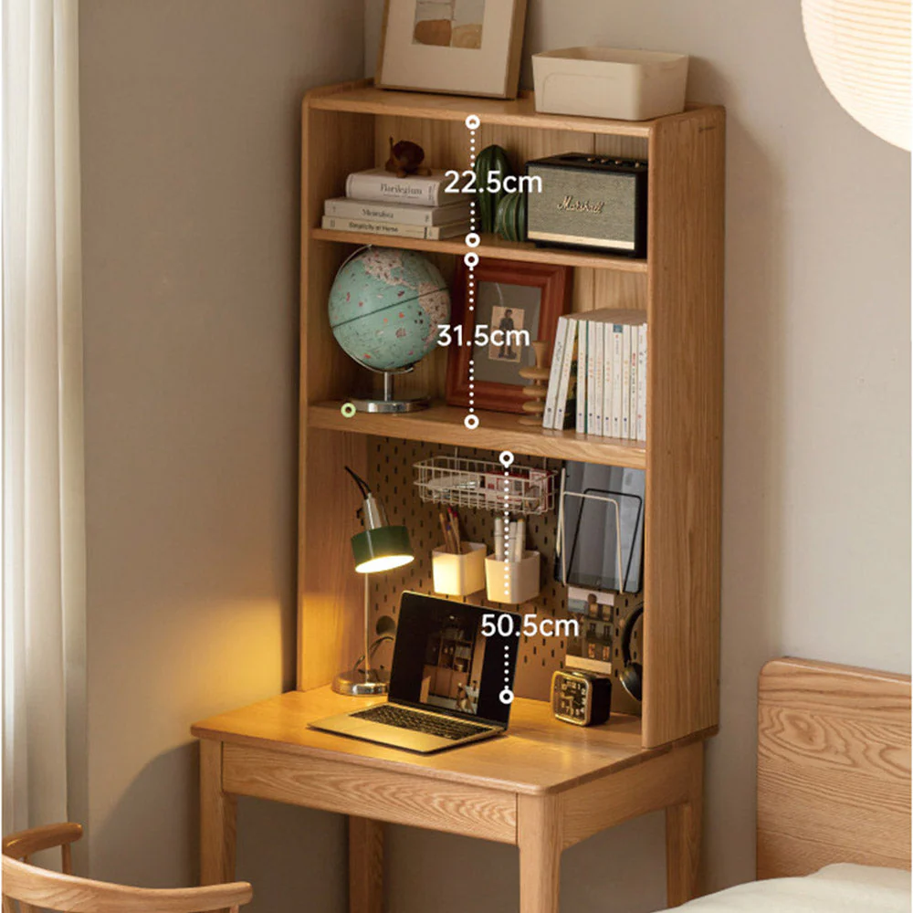 Monte Natural Solid Oak Desk with Hutch - Image 3