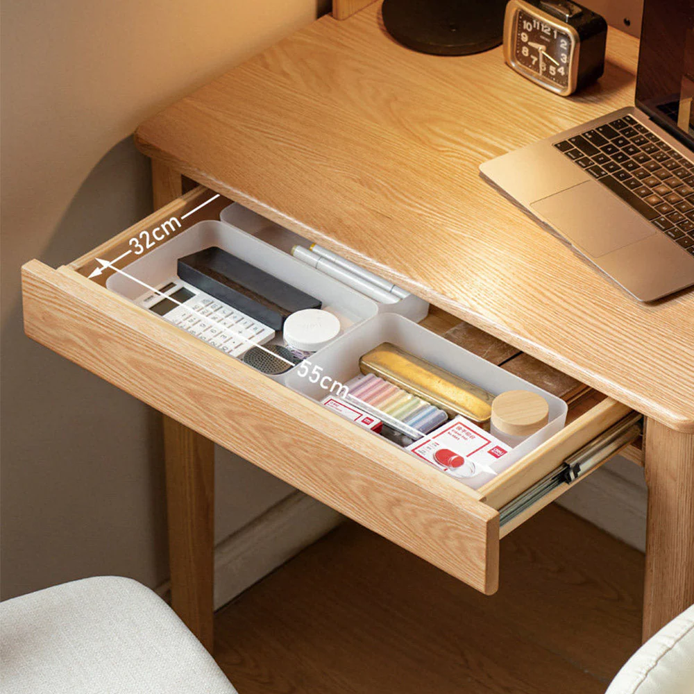 Monte Natural Solid Oak Desk with Hutch - Image 9