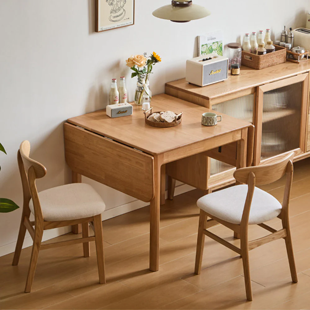Monti Natural Solid Rubber Wood Foldable Dining Table - Image 2