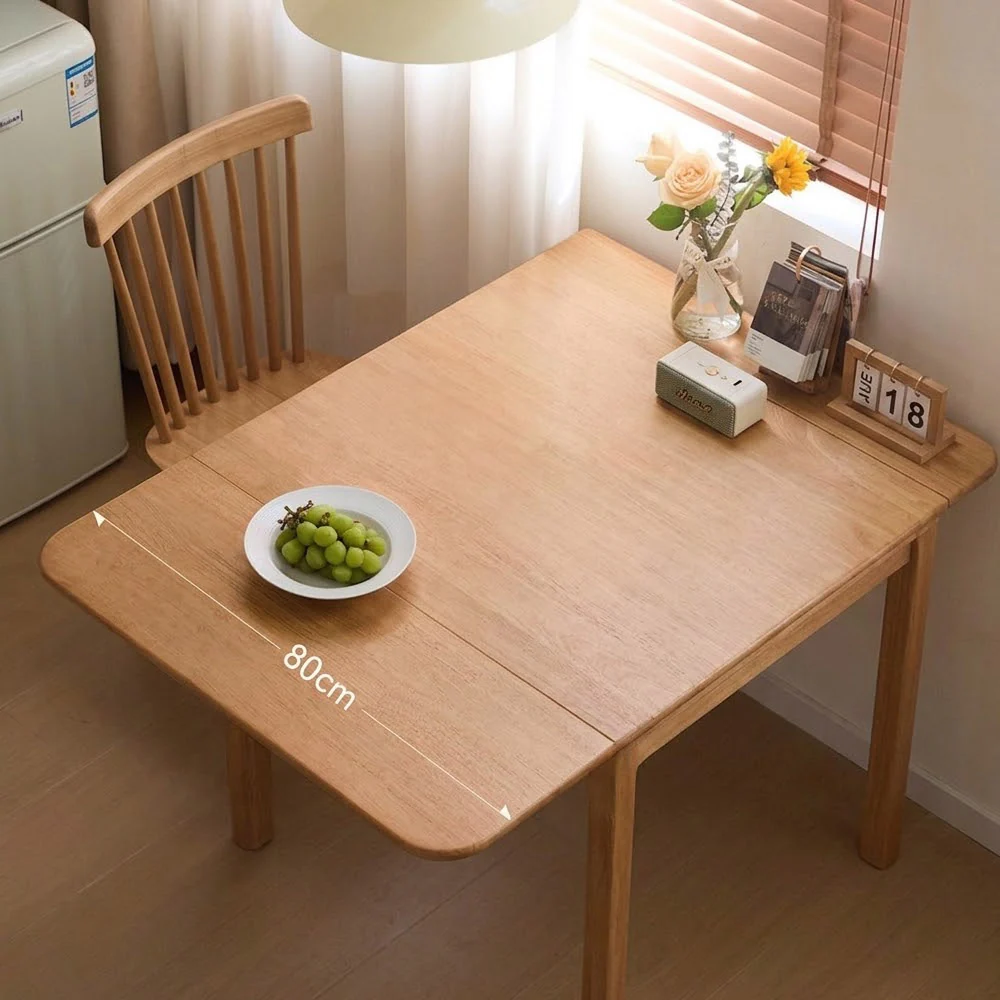 Monti Natural Solid Rubber Wood Foldable Dining Table - Image 3