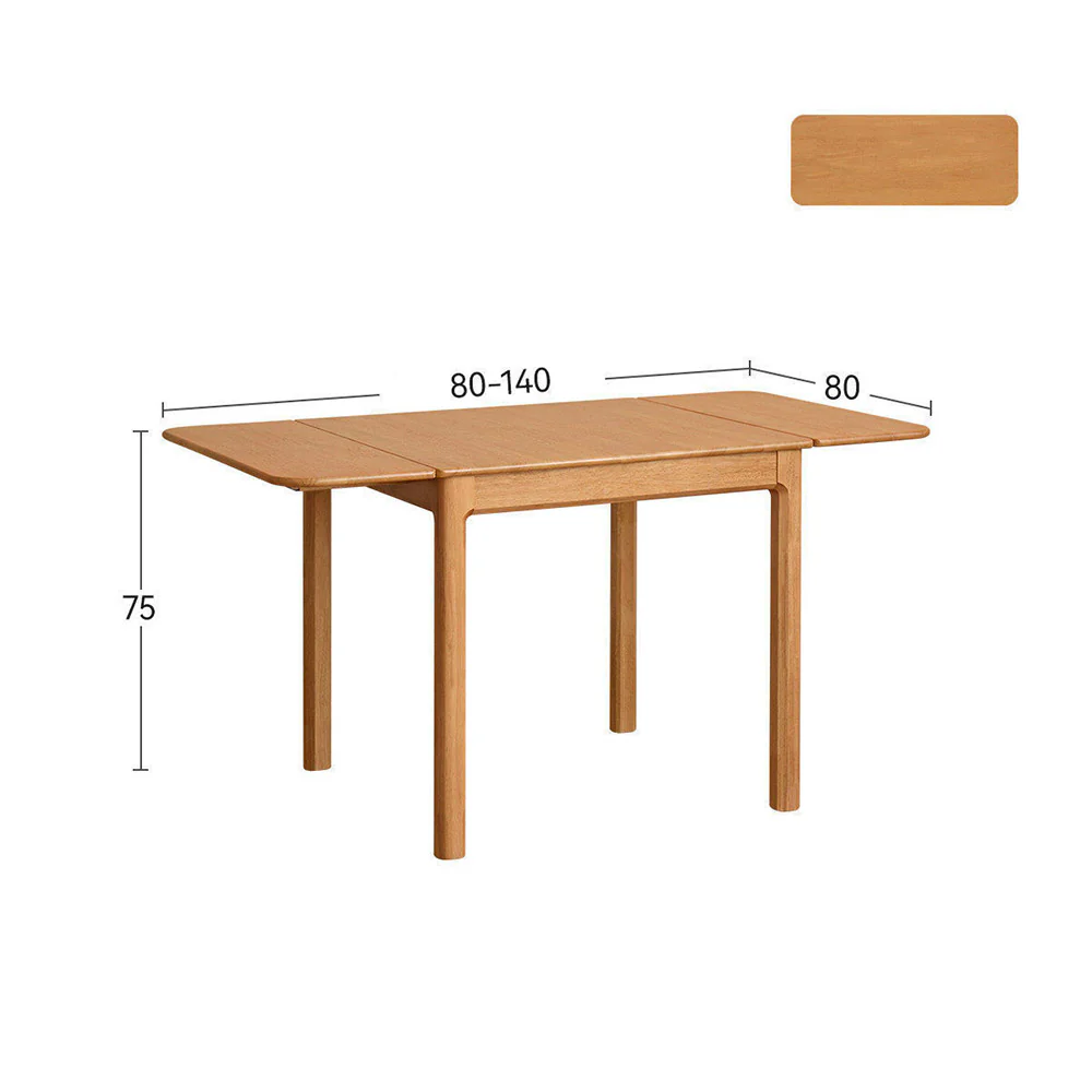 Monti Natural Solid Rubber Wood Foldable Dining Table - Image 9