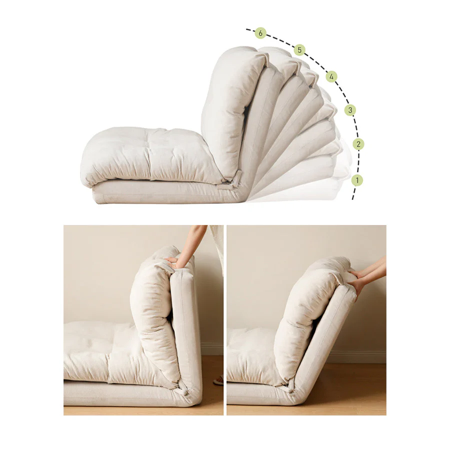 Nagoya Corduroy Plush Creamy Sofa Bed - Image 3
